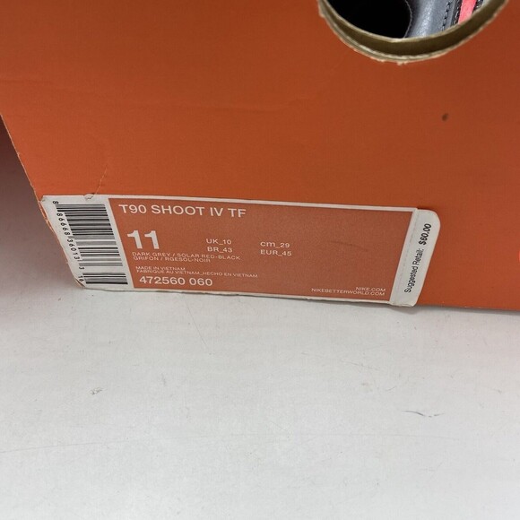 Nike T90 Shoot IV TF Mens Size 11 Football Soccer Shoes New With Box - Picture 3 of 8